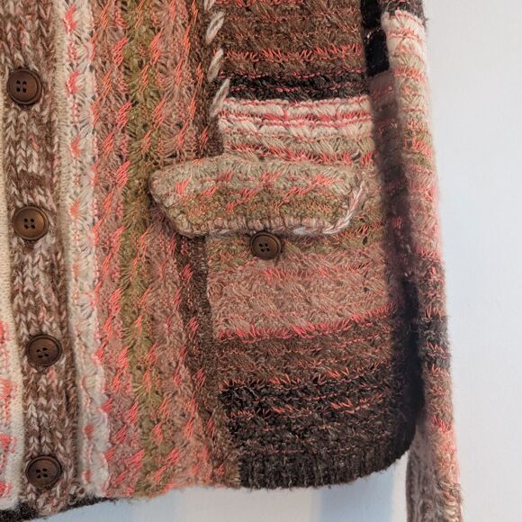 Anthropologie Sleeping on Snow Cardigan Sweater Ouray Stripe Oversized Collar L - Picture 6 of 11